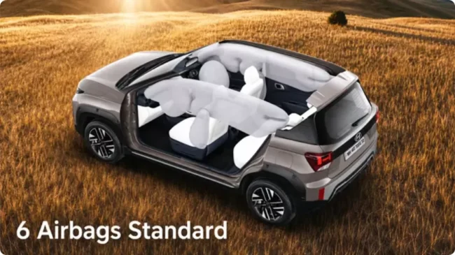 Hyundai Exter Facelift 2026 Review: What Changed? Is It Worth Buying? 6 6 Airbags Standard across all variants (Front, Side, and Curtain arrays)