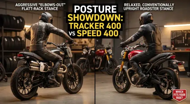 Triumph Tracker 400 vs Speed 400 Ultimate Specs and Dimension Comparison 4 Triumph tracker 400 weight and seat height ergonomics compared to Speed 400