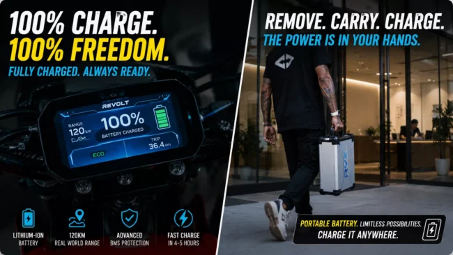 Revolt RVX Battery, Range, and Motor Specs Deep Dive 4 revolt rvx 3.24 kwh portable battery pack real world charging