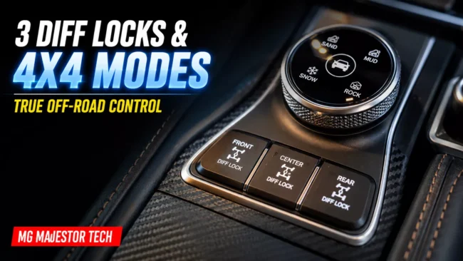 MG Majestor Price in India: Variants, On Road Costs & EMI Explained 4 mg majestor interior drive mode dial and differential lock buttons