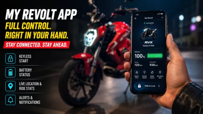 Revolt RVX Smart Features, App Connectivity, and Digital Tech Explained 4 my revolt app swipe to start geo fencing and ride analytics